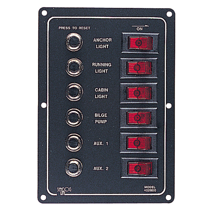 Sea-Dog Aluminum Circuit Breaker Panel - 6 Circuit [422800-1]