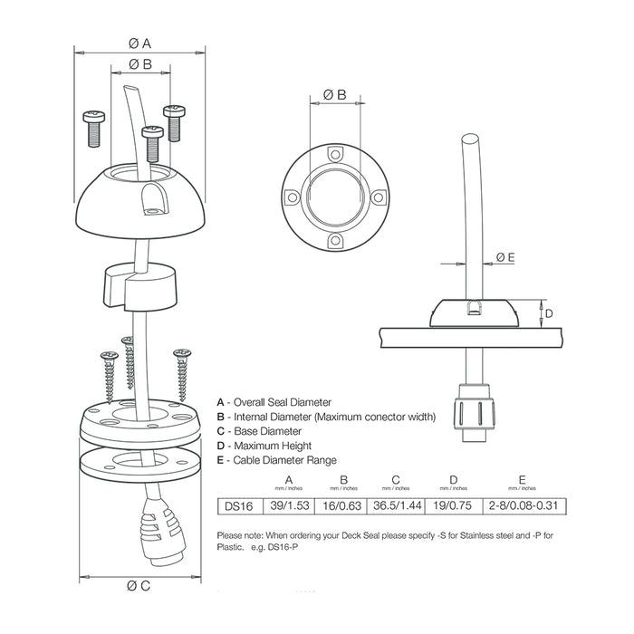 Scanstrut DS16-P Vertical Cable Seal [DS16-P]-North Shore Sailing