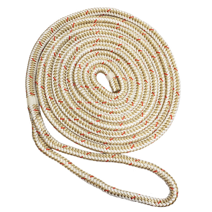 New England Ropes 5/8" Double Braid Dock Line - White/Gold w/Tracer - 35 [C5059-20-00035]-North Shore Sailing