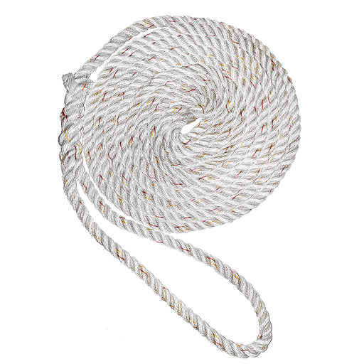 New England Ropes 3/8" Premium 3-Strand Dock Line - White w/Tracer - 25 [C6050-12-00025]-North Shore Sailing