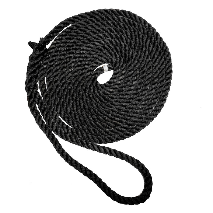 New England Ropes 3/8" Premium 3-Strand Dock Line - Black - 20 [C6054-12-00020]-North Shore Sailing