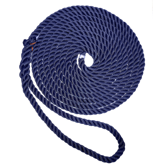 New England Ropes 1/2" Premium 3-Strand Dock Line - Navy Blue - 15 [C6053-16-00015]-North Shore Sailing