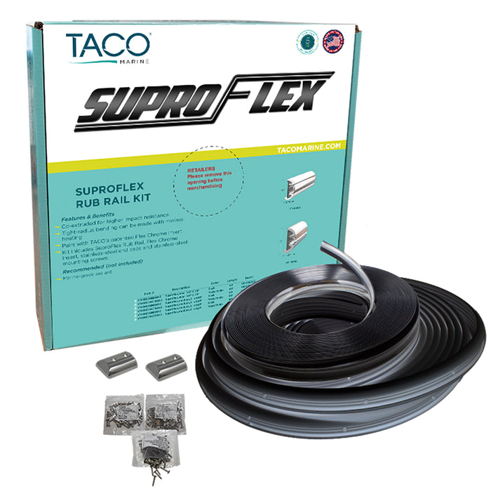 TACO SuproFlex Rub Rail Kit - Black w/Flex Chrome Insert - 1.6"H x .78"W x 60L [V11-9960BBK60-2]-North Shore Sailing