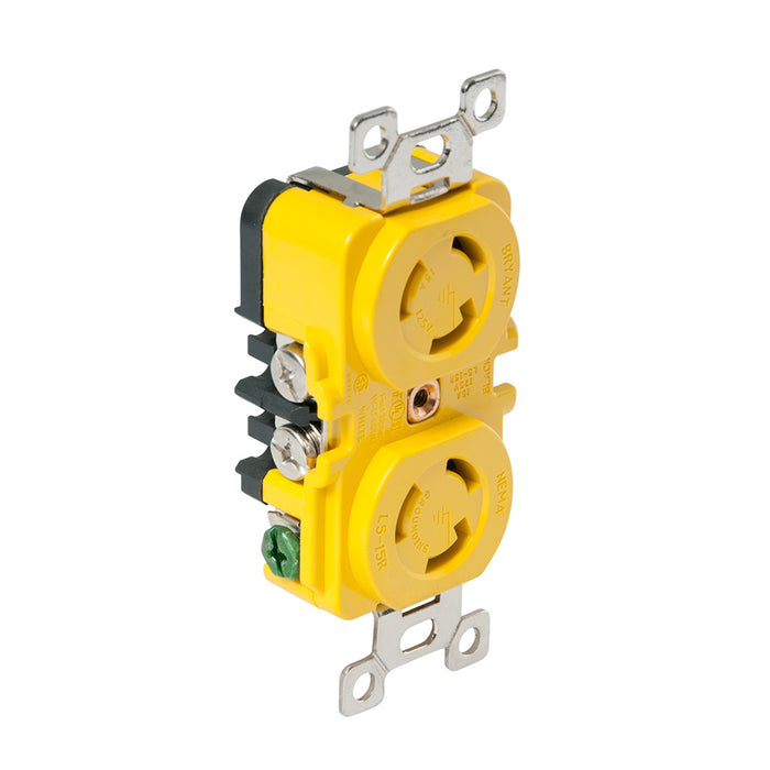 Marinco Locking Receptacle - 15A, 125V - Yellow [4700CR]-North Shore Sailing