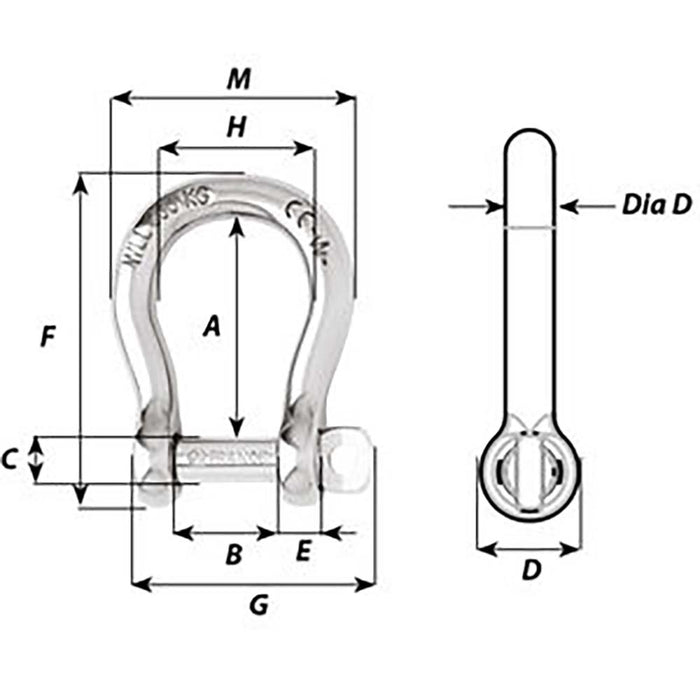 Wichard Self-Locking Bow Shackle - Diameter 4mm - 5/32" [01241]-North Shore Sailing