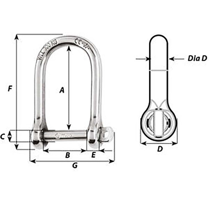 Wichard Self-Locking Large Shackle - Diameter 5mm - 3/16" [01262]-North Shore Sailing