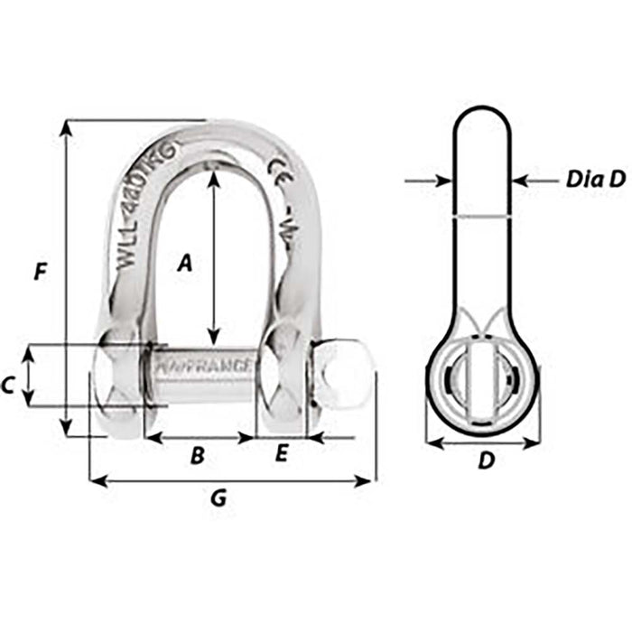 Wichard Captive Pin D Shackle - Diameter 5mm - 3/16" [01402]-North Shore Sailing