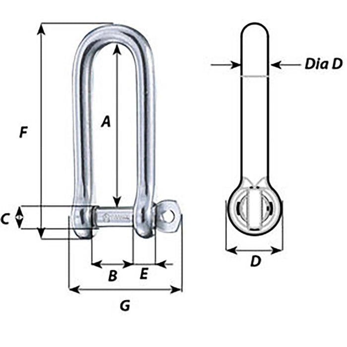 Wichard Captive Pin Long D Shackle - Diameter 8mm - 5/16" [01414]-North Shore Sailing