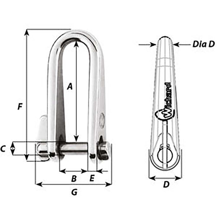 Wichard Key Pin Shackle - Diameter 8mm - 5/16" [01434]-North Shore Sailing