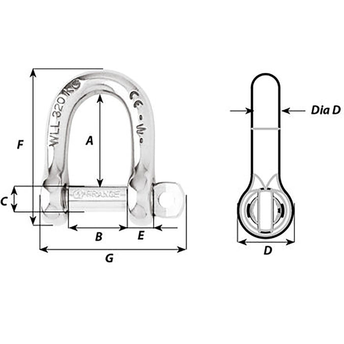 Wichard Self-Locking D Shackle - 12mm Diameter - 15/32" [01206]-North Shore Sailing