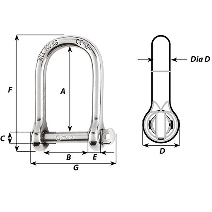 Wichard Self-Locking Large Opening Shackle - 8mm Diameter - 5/16" [01264]-North Shore Sailing