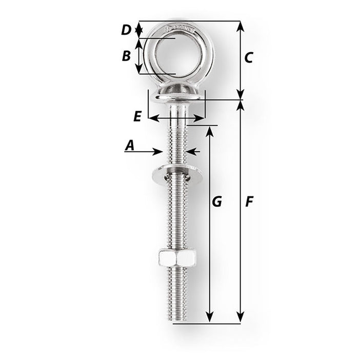 Wichard Eye Bolt - M12 x 175mm - Length 120mm [06497]-North Shore Sailing