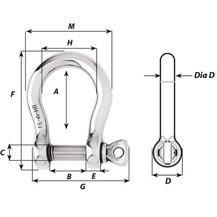 Wichard HR Bow Shackle - 8mm Pin Diameter [11244]-North Shore Sailing