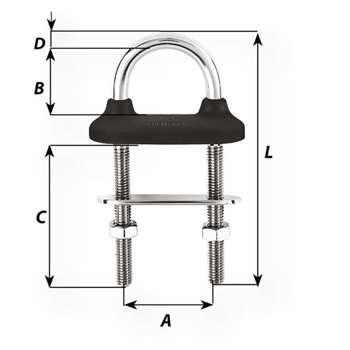 Wichard Black Watertight U-Bolt - 6mm Diameter - 15/64" - 70mm Length - 2-3/4" [65331]-North Shore Sailing