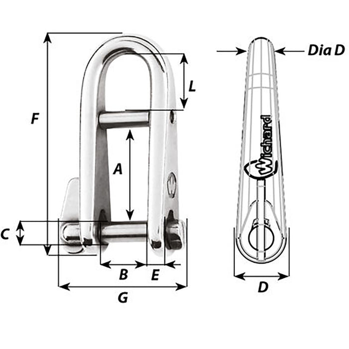 Wichard HR Key Pin Shackle With Bar - 5mm Pin Diameter [91432]-North Shore Sailing